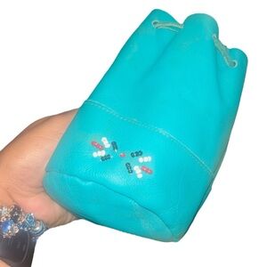 Vintage Native American Turquoise Beaded Leather Accessory Pouch, Made in 🇺🇸